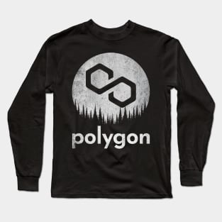 Vintage Polygon Matic Coin To The Moon Crypto Token Cryptocurrency Wallet Birthday Gift For Men Women Kids Long Sleeve T-Shirt